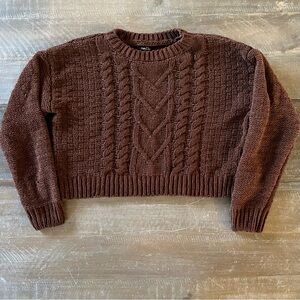 Rue21 Cozy Brown Cable Knit Cropped Sweater
